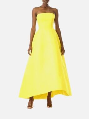 Monique Lhuillier Strapless Yellow Ball Gown